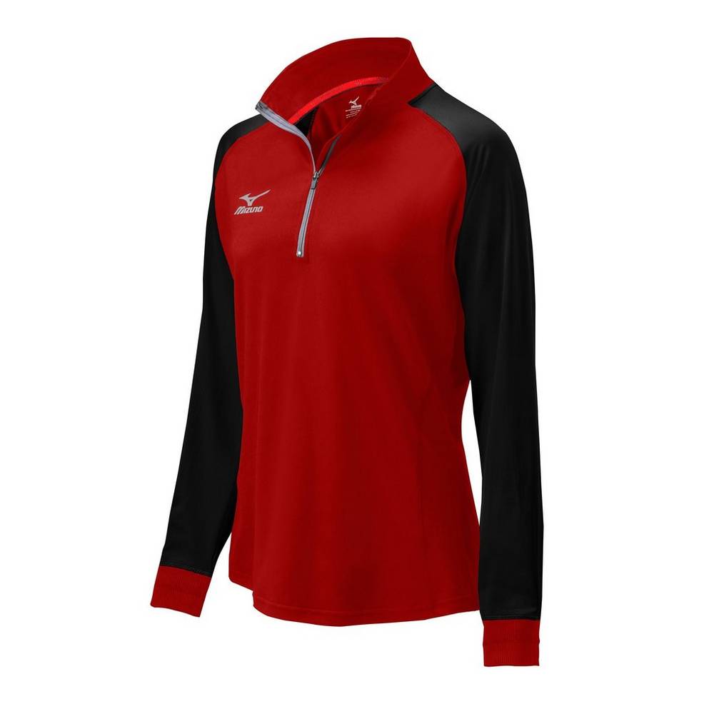 Mizuno Women's Prime 1/2 Zip Volleyball Jacket Red/Black (440574-CZB)